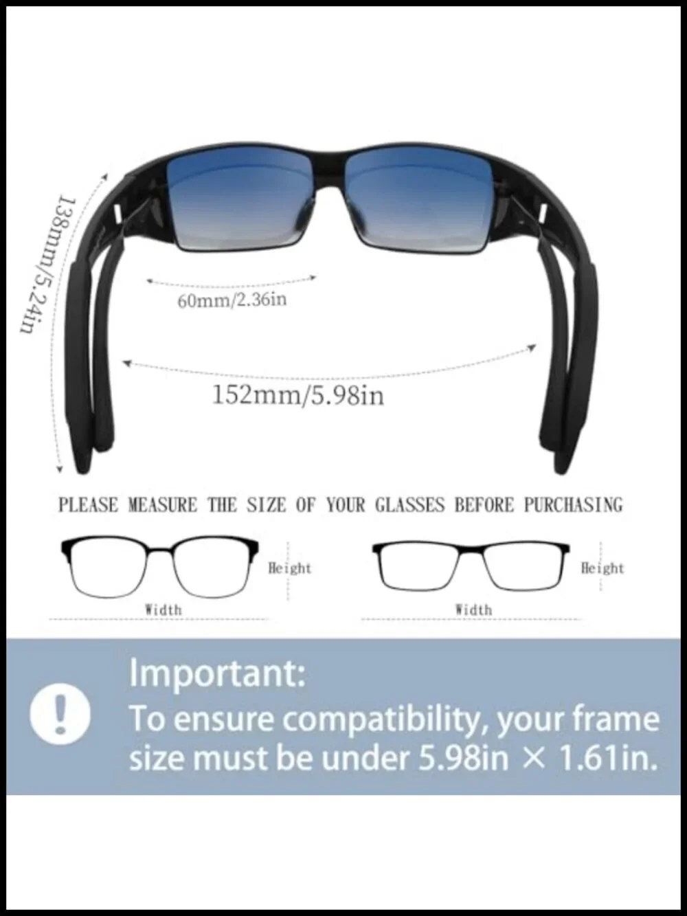 Over Glasses Polarized UV400 Wraparound Sunglasses TR90 Frame Anti-Fog